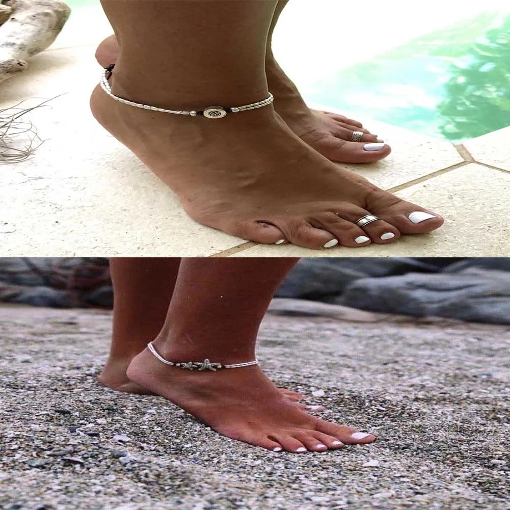 Boho Starfish ножной браслет винтажный лодыжки браслет для женщин Будда ноги ювелирные изделия Лето Босиком пляж