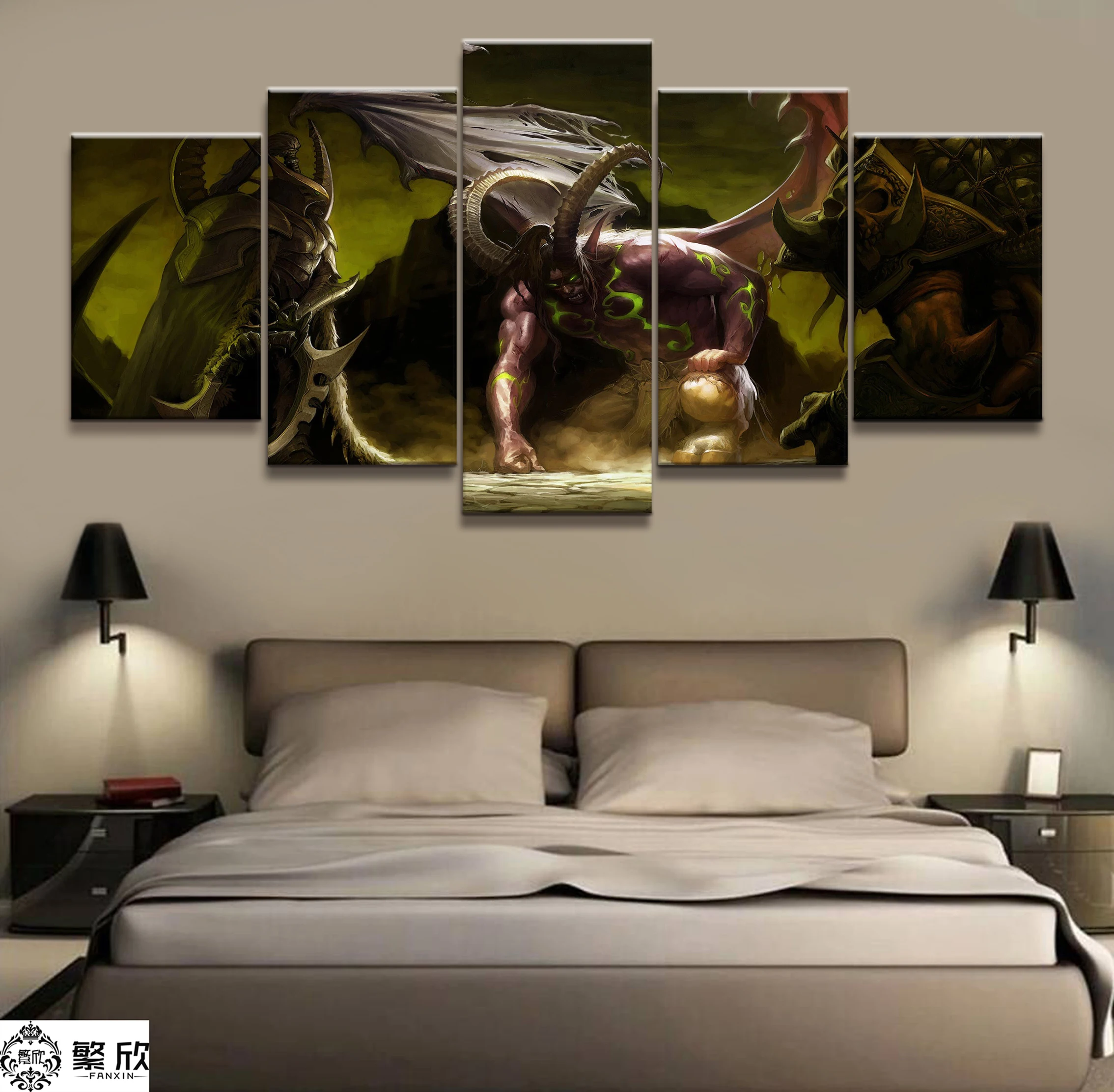 

5 Piece Warcraft Illidan Game Canvas Printed Painting For Living Room Wall Art Decor Picture Artworks Modern Poster