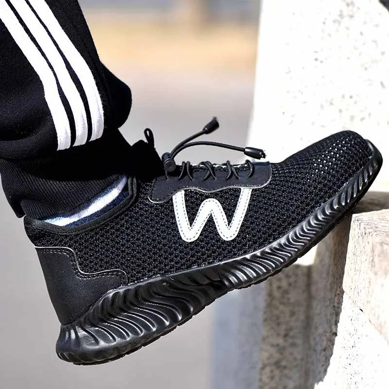 New Aidenkid breathable safety shoes men's Lightweight summer anti-smashing piercing work sandals Single mesh sneakers 36-46
