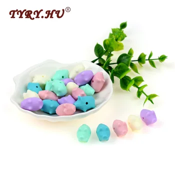 

TYRY.HU 10Pcs Porket Silicone Beads DIY Baby Teething Nipple Chain Toy Accessories Cute Teether Beads Nursing Silicone Beads