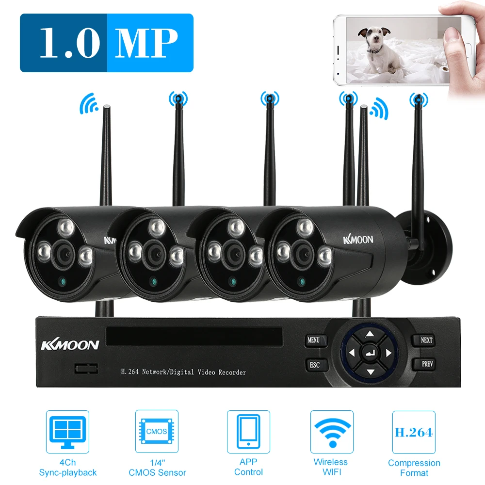 4CH 1080P NVR Kit Беспроводная Wi Fi камера водонепроницаемая Наружная цилиндрическая IP с