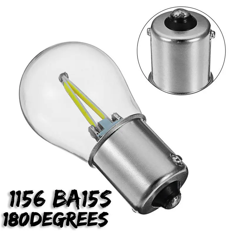 

1156 BA15S LED Bulbs 2.5W BAY15S Auto Car led Light 2 COB Filament Brake Light DRL Reverse Turn Signal Lamp 12V White