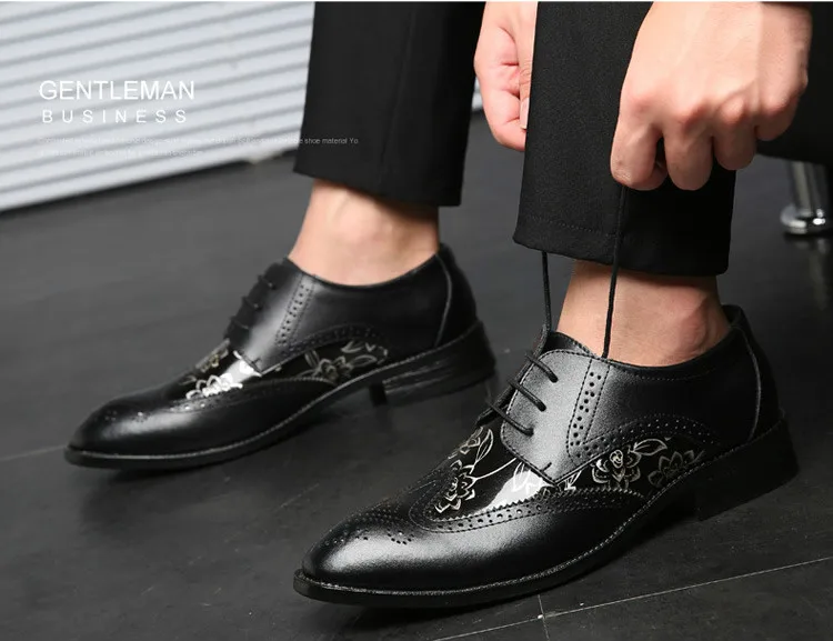 PHLIY XUAN/Новинка 2019 г. модная мужская обувь с перфорацией типа «броги», с прострочкой, мужская обувь на шнуровке, кожаная мужская Свадебная