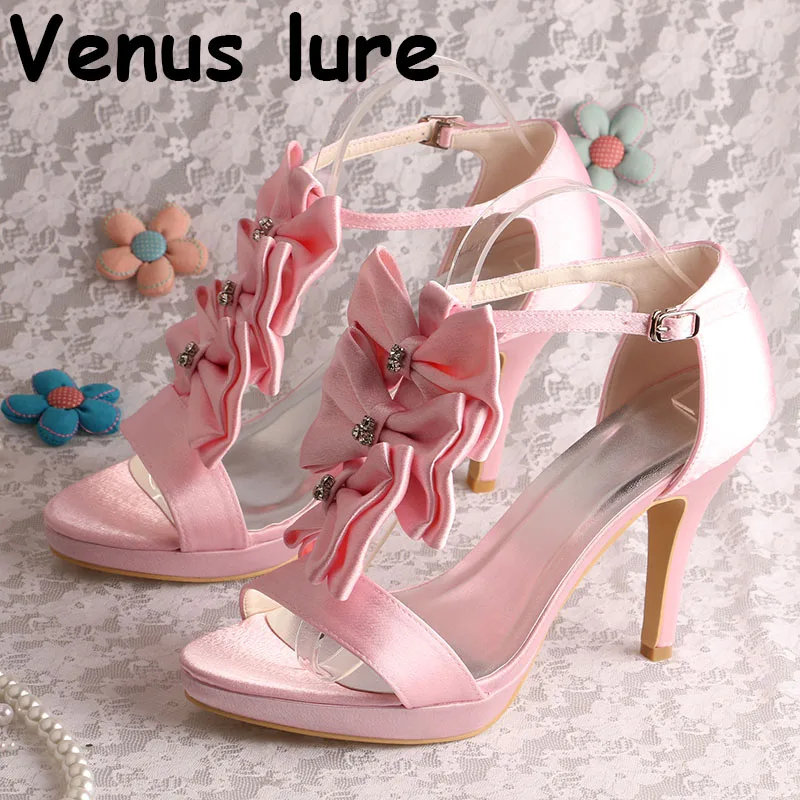 pink satin heels wedding