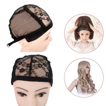 

Hot Lace Mesh Full Wig Cap Hair Net Weaving Caps for Making Wigs Adjustable Straps wyt77