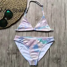 От 9 до 16 лет Купальник для девочек, Детский комплект бикини с серебряным тиснением для девочек-подростков, детский купальник градиентного цвета, шикарные купальные костюмы для девочек