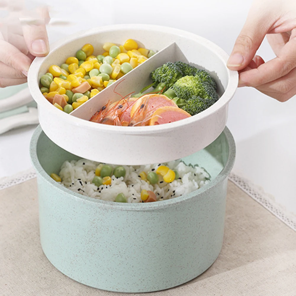 2 Layer Wheat Straw Bento Boxes Lunch Box Food Storage Container
