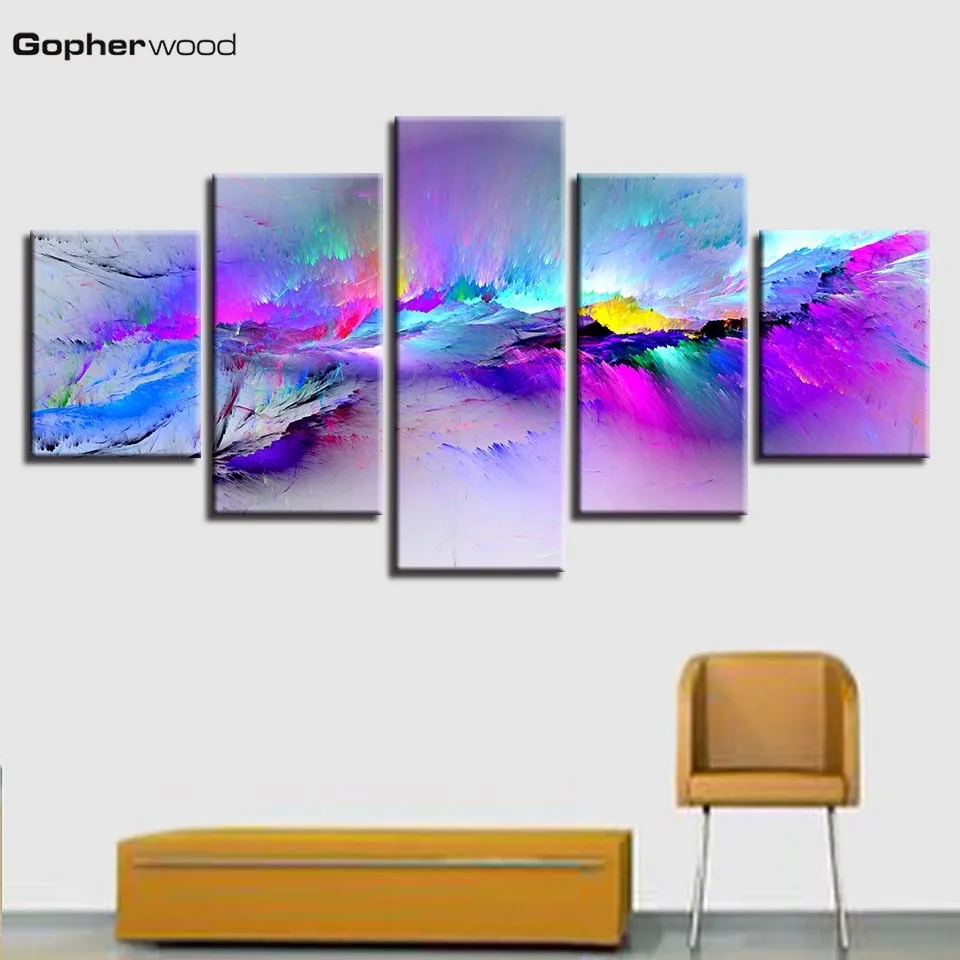 

Print Posters Modern Wall Art Frame 5 Pieces Color Abstract Graffiti Scenery Pictures Modular Canvas Paintings Living Room Decor