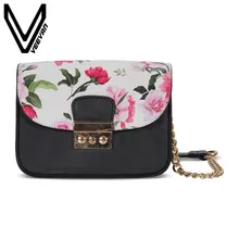 VEEVANV Famous Brand Mini Chain Leather Clutch Wallets Flowers Purse Women Bag 2018 Ladies Shoulder Bag