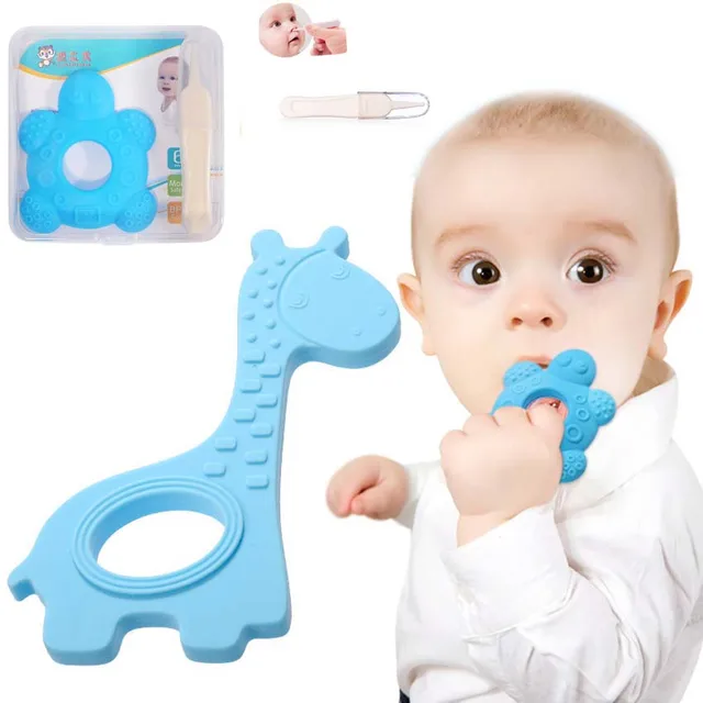 1 Set Baby Teethers Silicone Toy Kids Rattles Child Animal Horse Silicone Teether Training