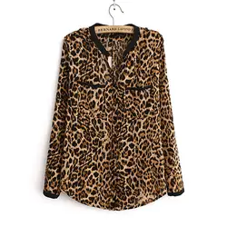 Весна и рубашка тонкий рубашка первоклассника женский с длинными рукавами Осенняя Блуза свободная женская рубашка Последние леопардовая