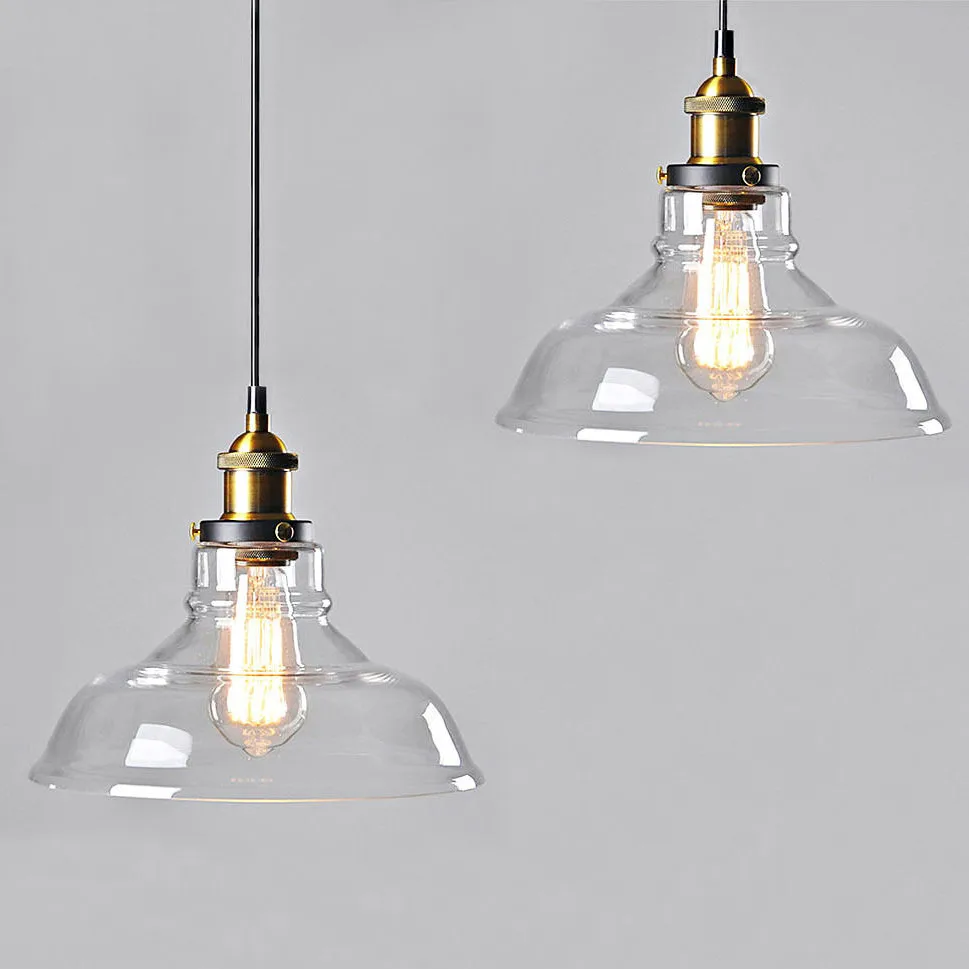 Vintage Antique Clear Glass Lamp shade Pendant Light Industral Loft Bar