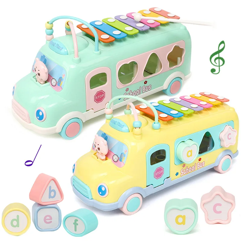 

Baby Toys Piano Musical Instrument Kids Music Toys Children Bus Sorter 8-Note Knock On Key Piano Toddler Sound Baby Toys