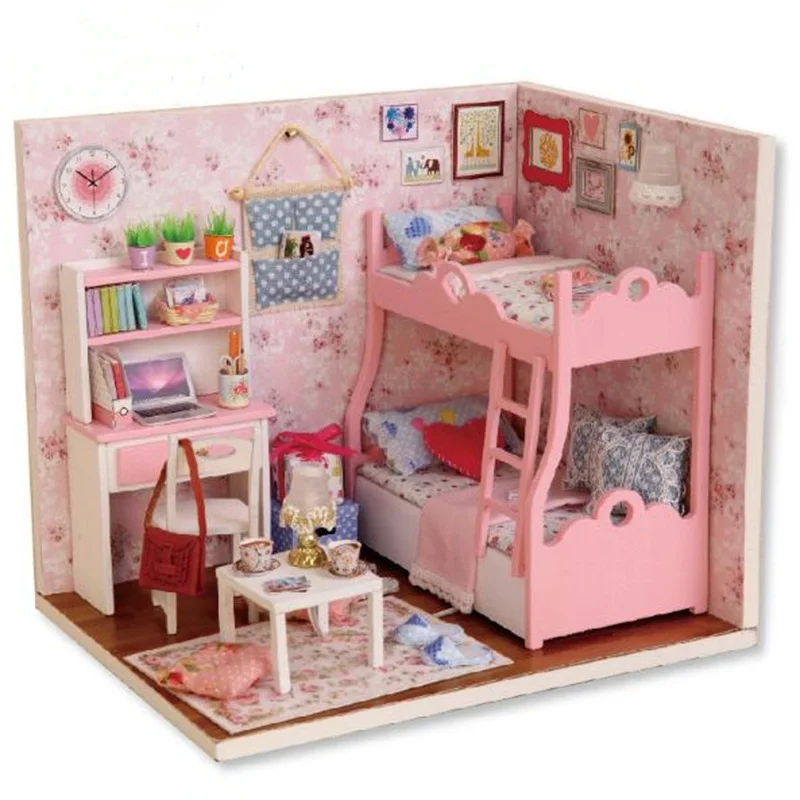 

DIY Doll House 4 styles Miniature Dollhouse Model Building Kits Wooden Furnitures Educational toys birthday Valentine Gift
