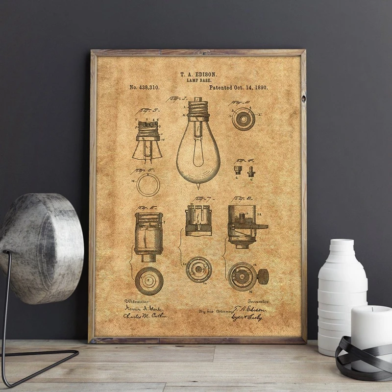 Vintage Bulb Print Home Decor