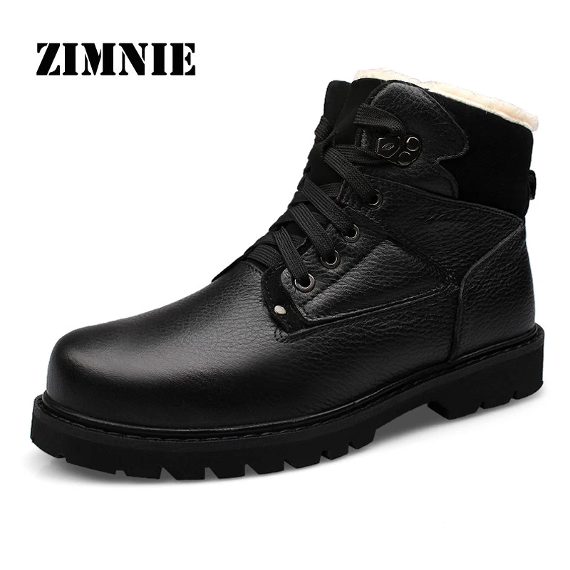 

ZIMNIE New Arrival Fashion Winter Men Shoes Solid Color Snow Boots Plush Inside Bottom Super Warm Waterproof Boots Size 37-48