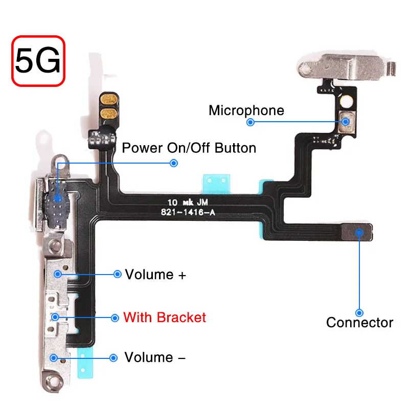 20 шт./лот переключатель питания гибкий кабель для iPhone 5 5S 5C SE кнопка отключения