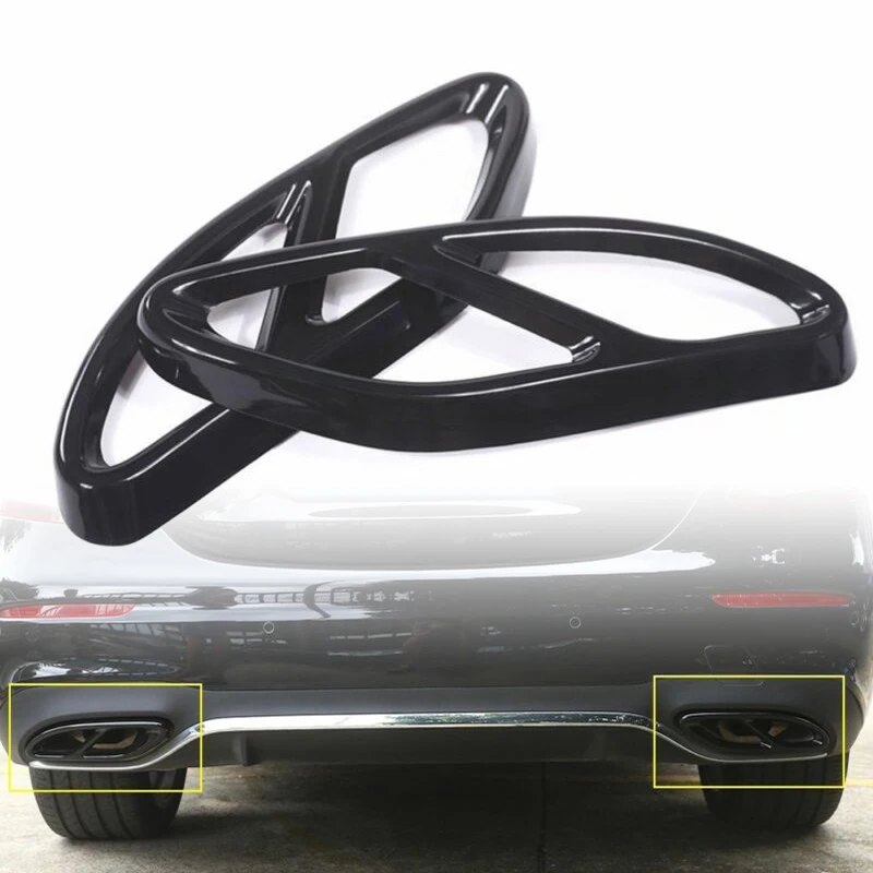 

2pcs Black Rear Exhaust Muffler Cover Trim Stylish For Mercedes-Benz CLA Class C117 2016-2019 Car Accessories