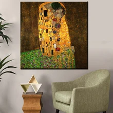 Wandkunst Wien Künstler Gustav Klimt Arbeitet Bestseller Der Kuss Der Kuss Leinwand Malerei Home Decor Poster und Drucke