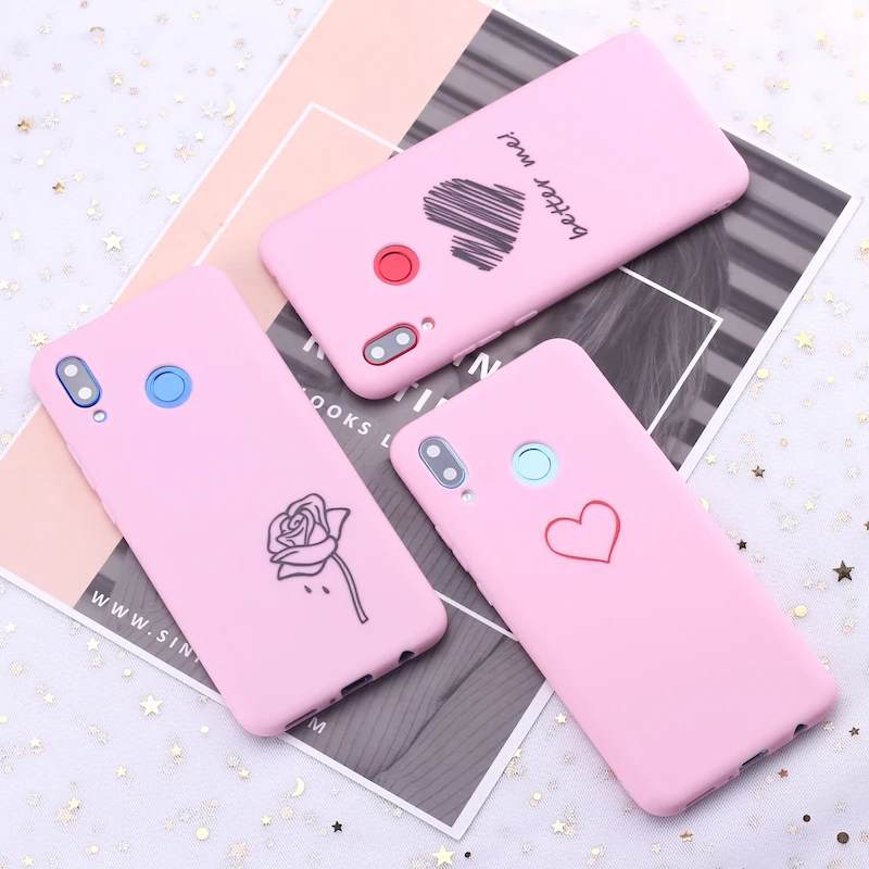 Силиконовый чехол для телефона Huawei Honor Mate 10 20 Nova P20 P30 P40 P Smart бордовый с сердцем