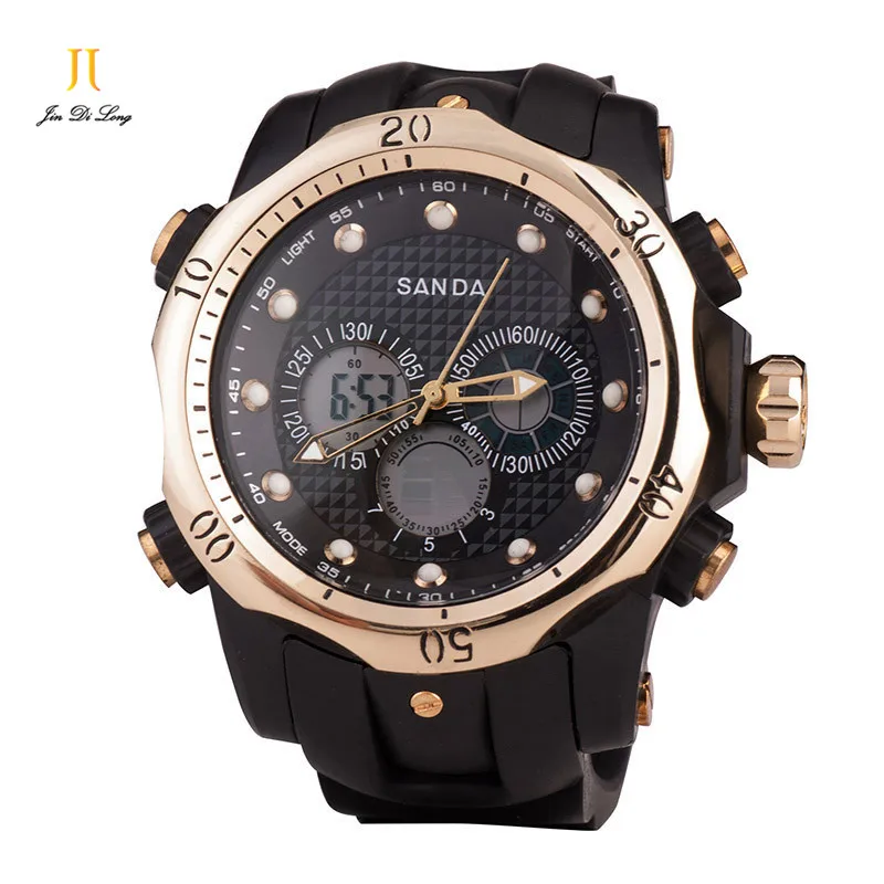 

Brand Creative Men Professional Climbing Sport Watch Japan Quartz+Electronic Digital Wriswatches Multi-function Alarm Clock