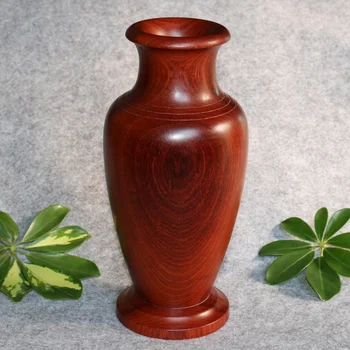 

Special offer limited mahogany wood carving decoration Burma rosewood padauk large whole wood flower vase