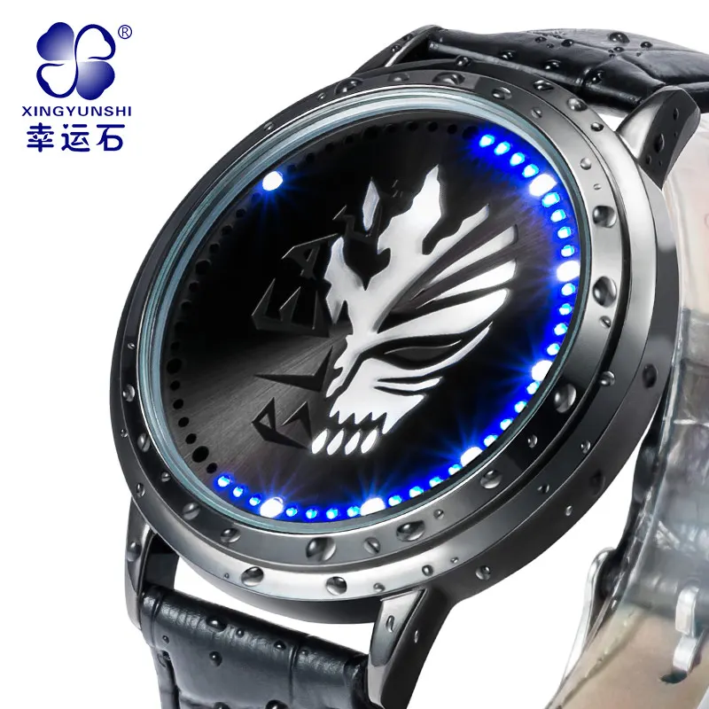 

Death watch Direct Selling Men's Digital WristWatches With black Dial Leather Band Male Luxury Famous Brands Waterproof Clock