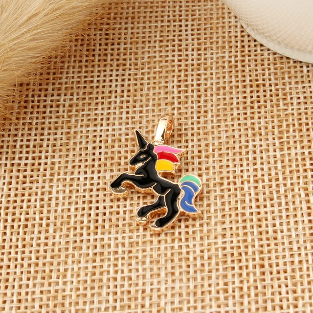 Zinc Alloy Enameled Unicorn Shaped Pendant