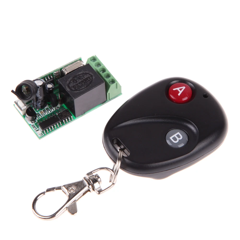 

DC12V 315MHz 433MHz Remote Control Switch with 2-Button Remote Control Self-lock, Jog, Inter-lock 3 Patterns