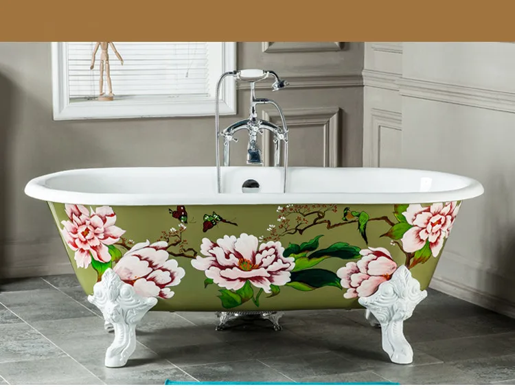 

72" CUPC Approval Freestanding Luxury Bathtub Cast Iron Double Ended Enamel Colourful Tub Multi-Color Custom Built 1028