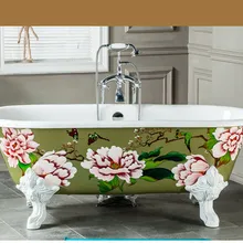 7" CUPC одобрение отдельно стоящая роскошная ванна чугунная двухсторонняя эмалированная цветная Ванна многоцветная на заказ 1028