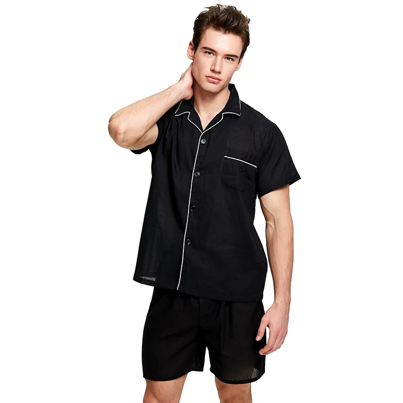 Tony&Candice Pajamas Men Sleepwear 100% Cotton Men's Nightwear Long Sleeve Sleep Lounge Casual Male Nightgown Soft Pyjama Set