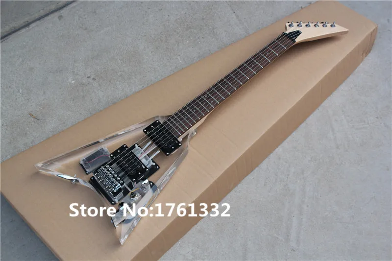 

Wholesale factory custom Acrylic body electric guitar with chrome hardware,HH pickups,fingerboard with light ,can be changed