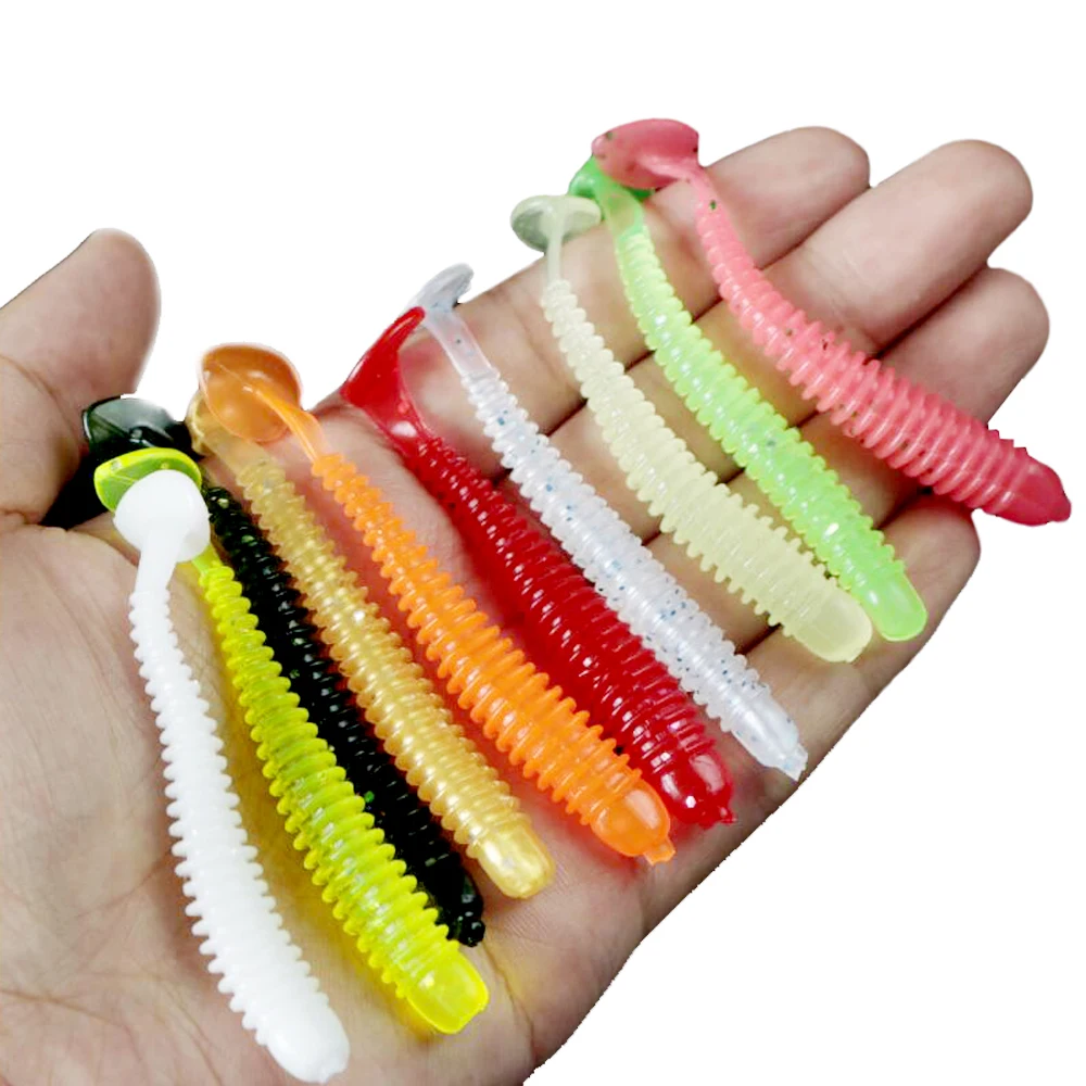 

10pcs Soft Bait Jig Head 55mm 0.8g Silicone Worm Shad Vivid Grubs Fishing Lure Japan Pesca Isca Tackle