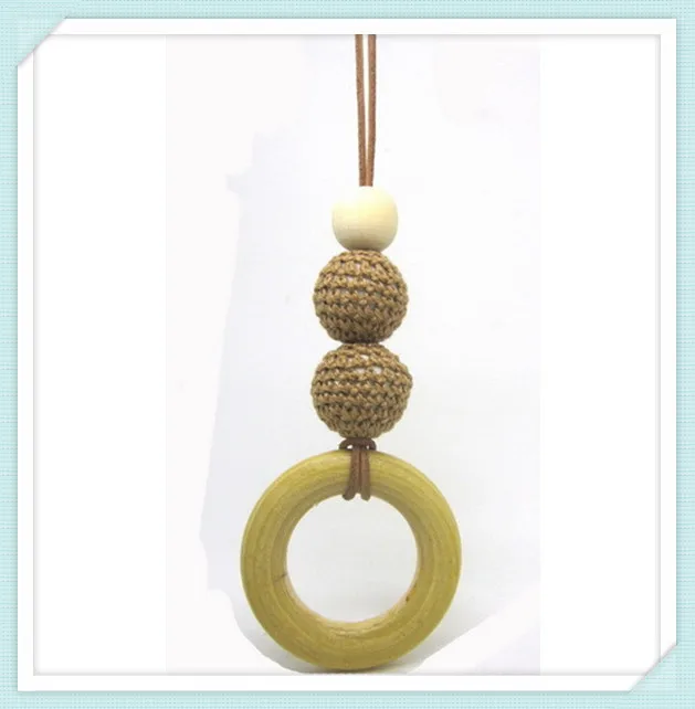 Выцветает желтый и кремовый цвет вязания крючком бусы ожерелье вязаный шар цепочка для прорезывания зубов EN40