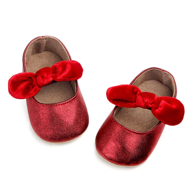 Обувь mary jane на плоской подошве из искусственной кожи; обувь для маленьких девочек; обувь для малышей; бархатная обувь с бантом; мягкая резиновая подошва для новорожденных; Bebe; обувь для малышей; блестящая обувь для малышей