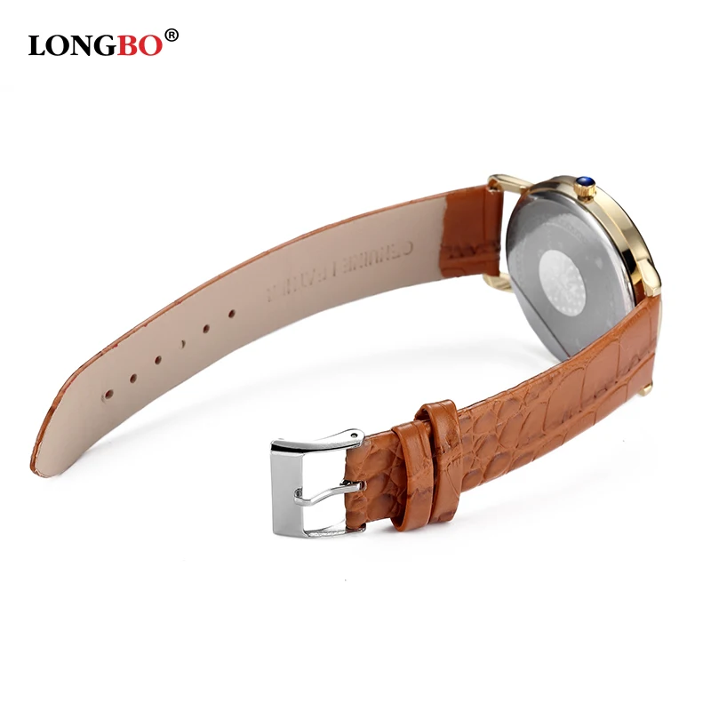 LONGBO 80035G часы для влюбленных с кожаным ремешком и циферблатом водонепроницаемые