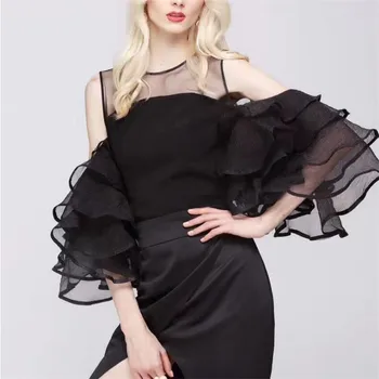 

Women Blouse 2019 Spring Summer Off shoulder Shirts Cascading Ruffled Chiffon Blouse Elegant Pink Tops Cold Shoulder Blusas