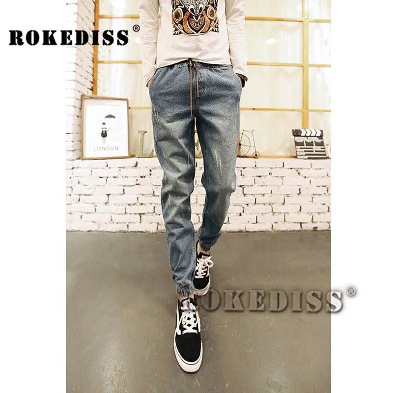 Retro Men high quality spring autumn Binding foot Leisure balmai jeans male Large size Harlan man