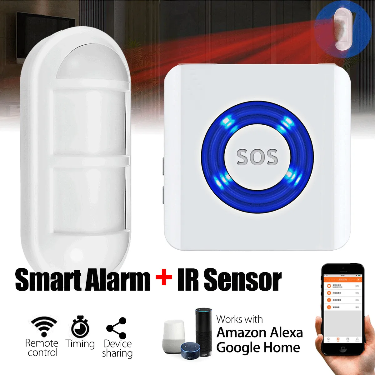 Smart WIFI Home Security Alarm System APP Control Wireless Dual Infrared Detector Burglar Work With Alexa Google Home Smart WIFI Home Security Alarm System APP Control Wireless Dual Infrared Detector Burglar Work With Alexa Google Home