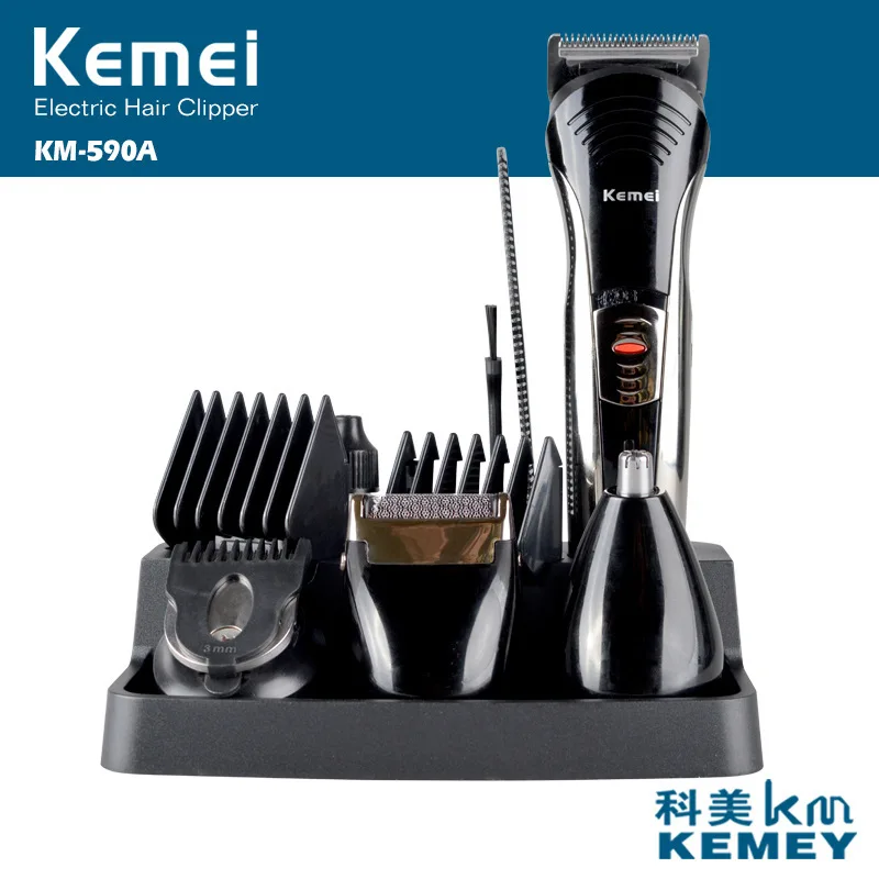 

Kemei profession care full set of 7 in 1 multi-function hair clipper KM-590A nose trimmer electric razor Shaving machine