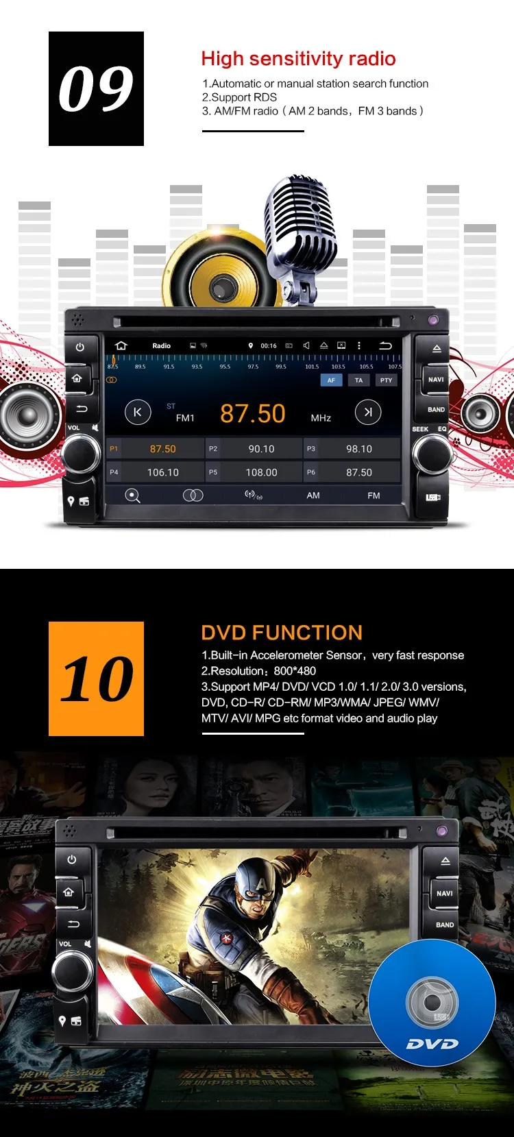 Excellent 6.2" Quad Core Android 5.1.1 Double Two 2 Din Car Stereo Audio Head Unit Autoradio Headunit 3G WIFI DVR Bluetooth Handsfree 9 Excellent 6.2" Quad Core Android 5.1.1 Double Two 2 Din Car Stereo Audio Head Unit Autoradio Headunit 3G WIFI DVR Bluetooth Handsfree 9