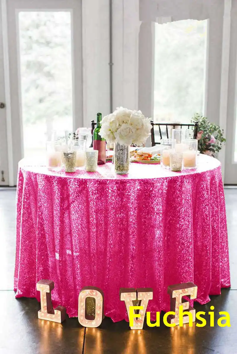 B·Y 72inch-180cm Round Sequin Tablecloth Pink Gold Sequin Table Cover for Christmas Party Wedding decor-9531