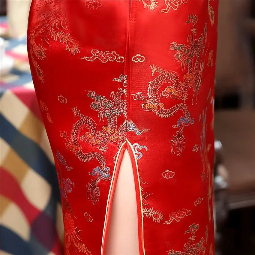 Бургундское традиционное платье в китайском стиле женское s m ini Cheongsam Qipao Vestido размера плюс S m L XL XXL XXXL 4XL 5XL 6XL J3086