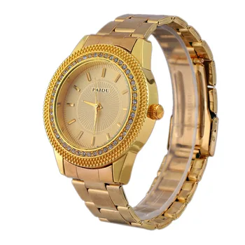 

1 Pcs Women's Ladies Fashion Casual Full Crystal Rhinestone Gold Stainless Steel Quartz Dress Wrist watches reloj mujer