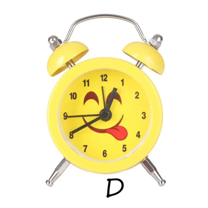 Emoji Emoticon Twin Bell Silent Alloy Stainless Metal Alarm Clockin