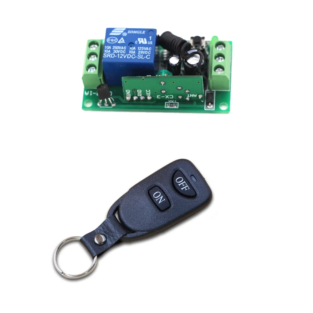 

New ON/OFF Wireless Remote Control Switch DC9V 12V 24V 1CH Relay Receiver and 1 Channel RF Remote Transmitter 315/433MHZ