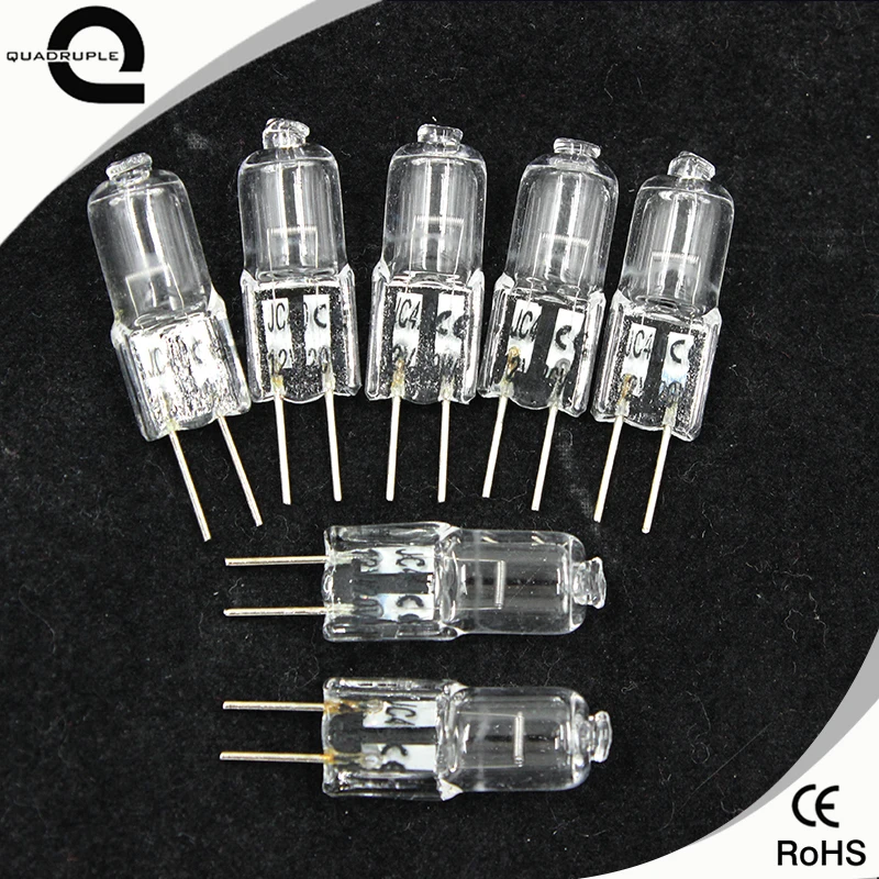 

Quadruple 10pcs/lot Halogen Lamp G4 12V 10W 20W Halogen Bulbs Lighting Conventional 0.7MM Feet Crystal Lamp Beads Light Bulb
