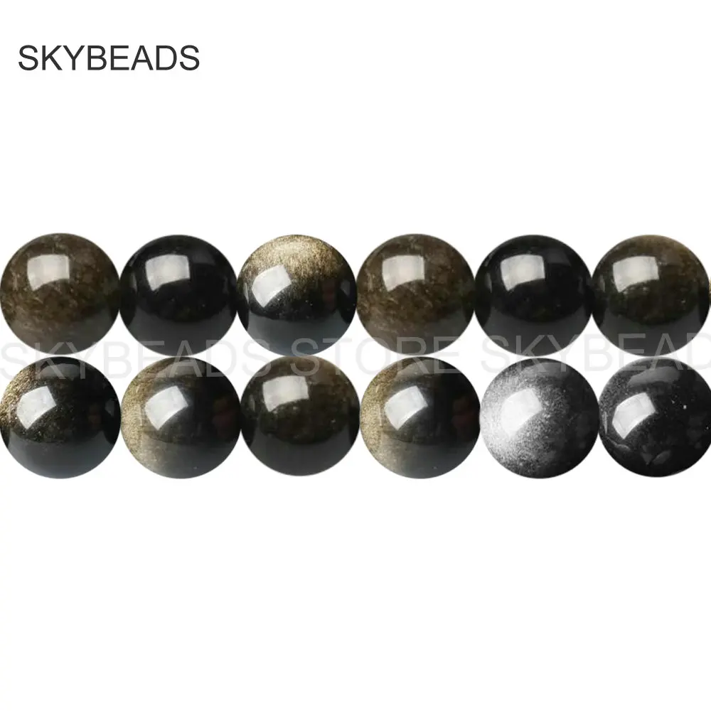 

Good Quality Natural Golden Obsidian Stone Round 4 6 8 10 12 14mm Loose Beads for Fashion Jewelry Making Sold by One Strand