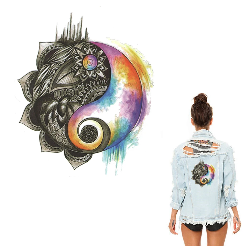

XC Ironing Transfers Patches for Clothing Stickers Taiji Christmas Gift Iron-on Patch DIY Decoration Appliqued for Women Coat